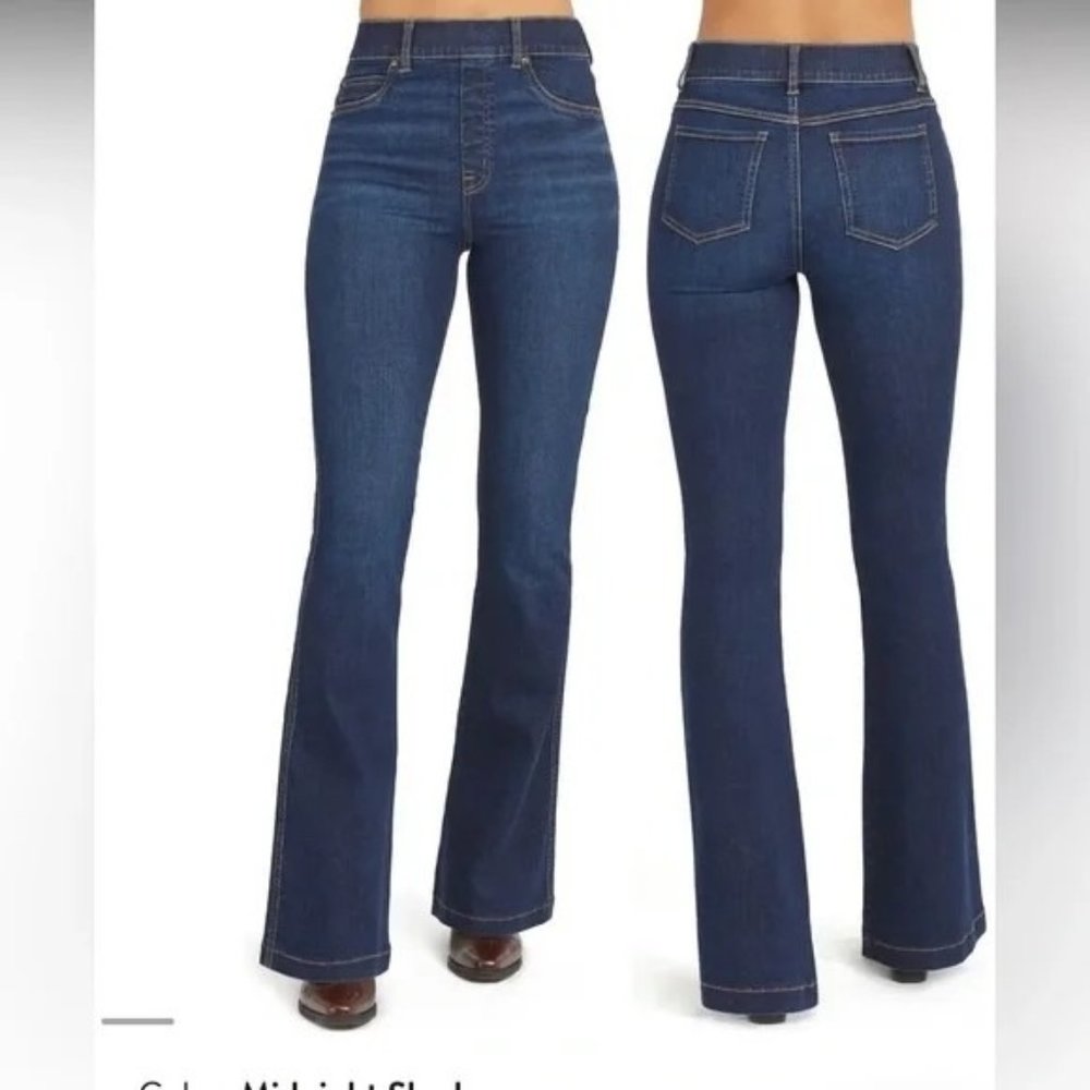 SPANX Flare Jeans in Midnight Shade Pull-on Stretch Denim Size XL 20327R New